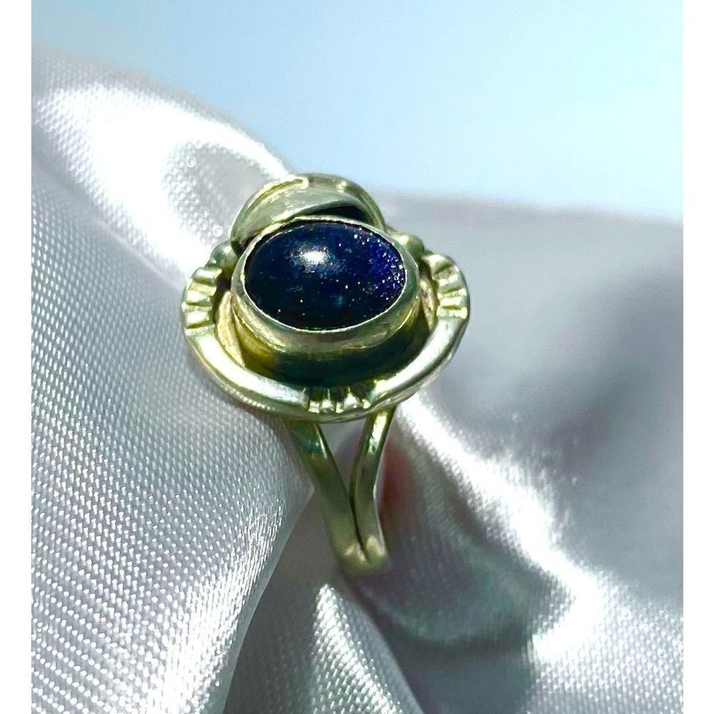 Lovely vintage Blue Goldstone & Sterling Ring Sz 6 1/2
